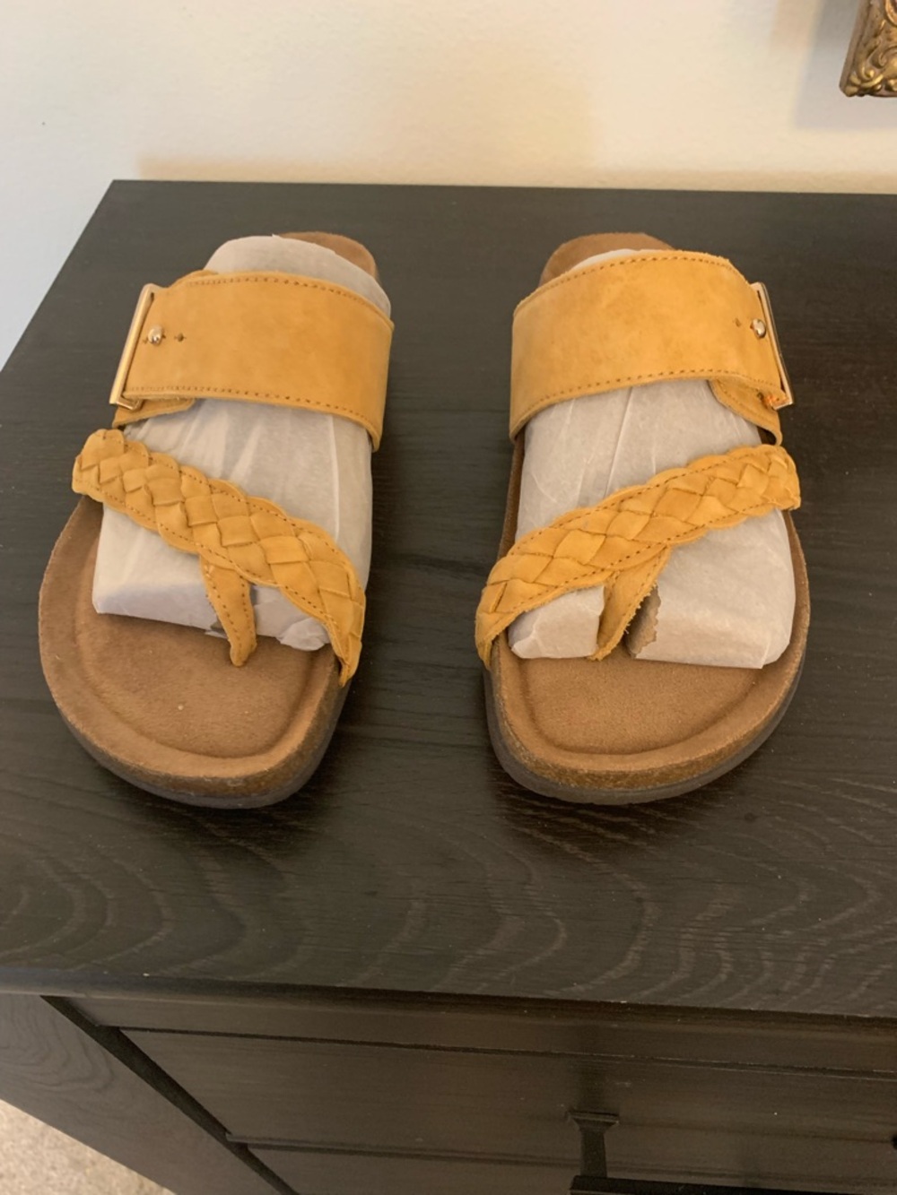Earth Origins Braided Toe-Loop Slide Sandals - Yellow